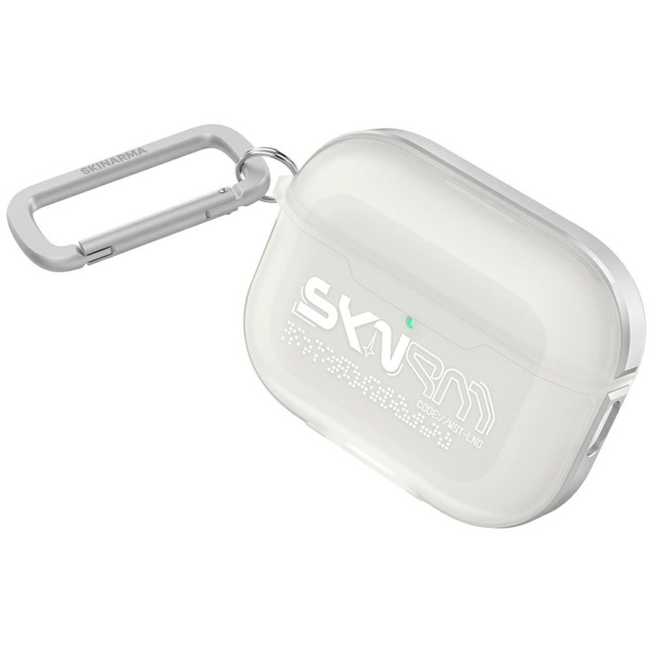 Husă Skinarma Kinzoku pentru AirPods Pro 3, protecție 360, carabinier, culoare îngheț