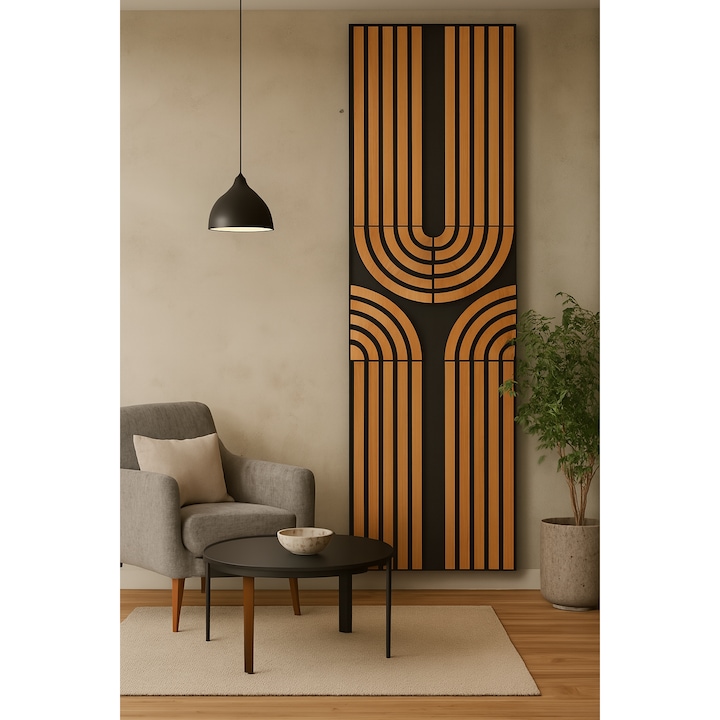 Panou riflat acustic Art Deco, tec, 240x60x2.1 cm, UnicSpot