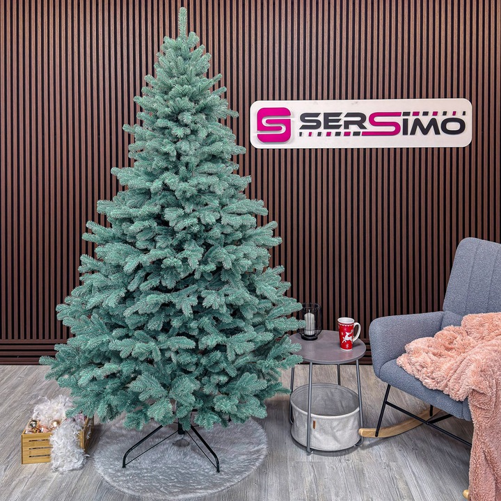 Brad artificial Christmas Deluxe by Sersimo, Kovalivka Select argintiu, integral 3D, 230 cm