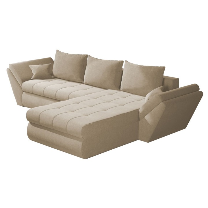 Coltar Rawa, extensibil, cu lada depozitare, stofa, 305 x 186 x 88 cm, Crem