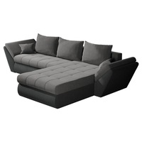 Coltar Rawa, extensibil, cu lada depozitare, stofa, 305 x 186 x 88 cm, Gri Deschis / Gri