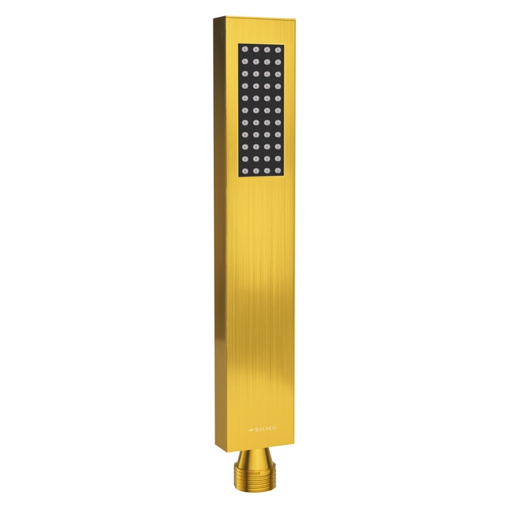 Para de dus, Belneo, Cascade Model 2, Auriu, Otel inoxidabil AISI 304, Design minimalist, Flux uniform de apa, Filet universal 1/2 inch, Rezistenta, Stil luxos, Instalare facila