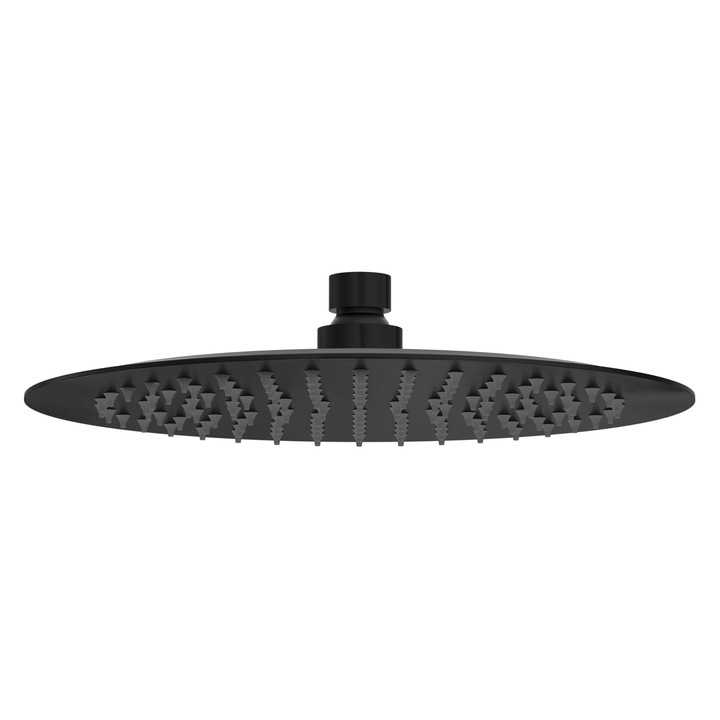 Cap de dus rotund, Belneo, Cascade Model 1, 25cm, Negru mat, Inox