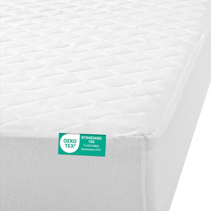 Husa protectie saltea HOMELEVEL, impermeabila 100%, 160 x 200cm, din bumbac, lavabila la masina, Alb