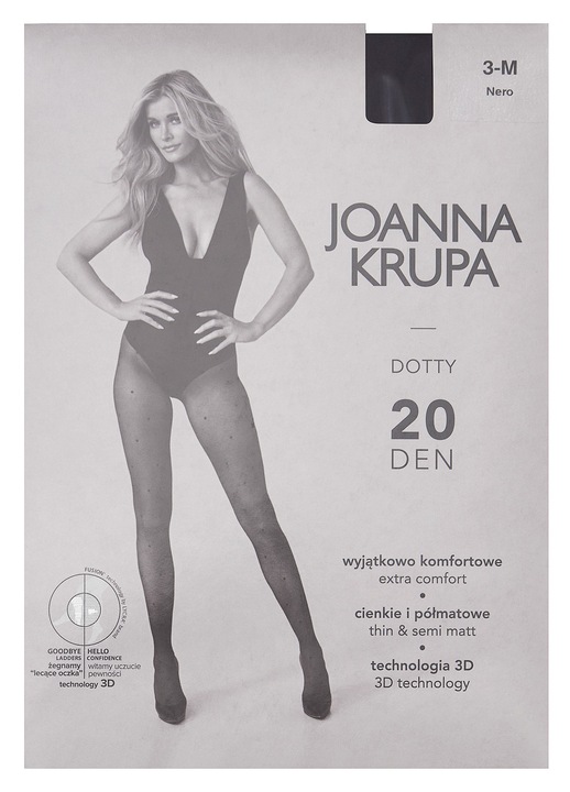 Dresuri dama, cu buline, Negru, Dotty Joanna Krupa x Esotiq, 20 DEN, Negru