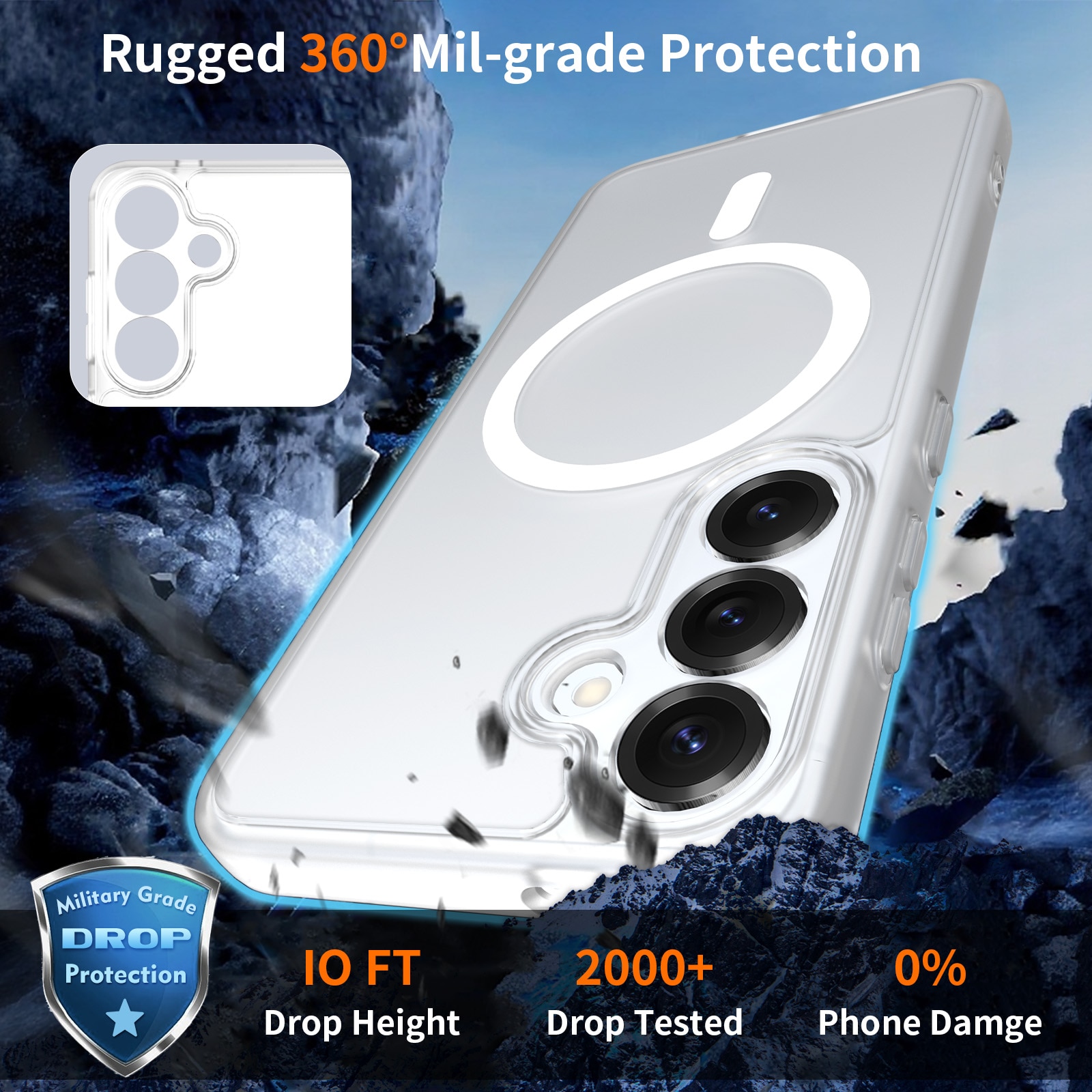 Husă de protecție pentru Samsung Galaxy S25, transparentă mat, material TPU + PC, protecție completă