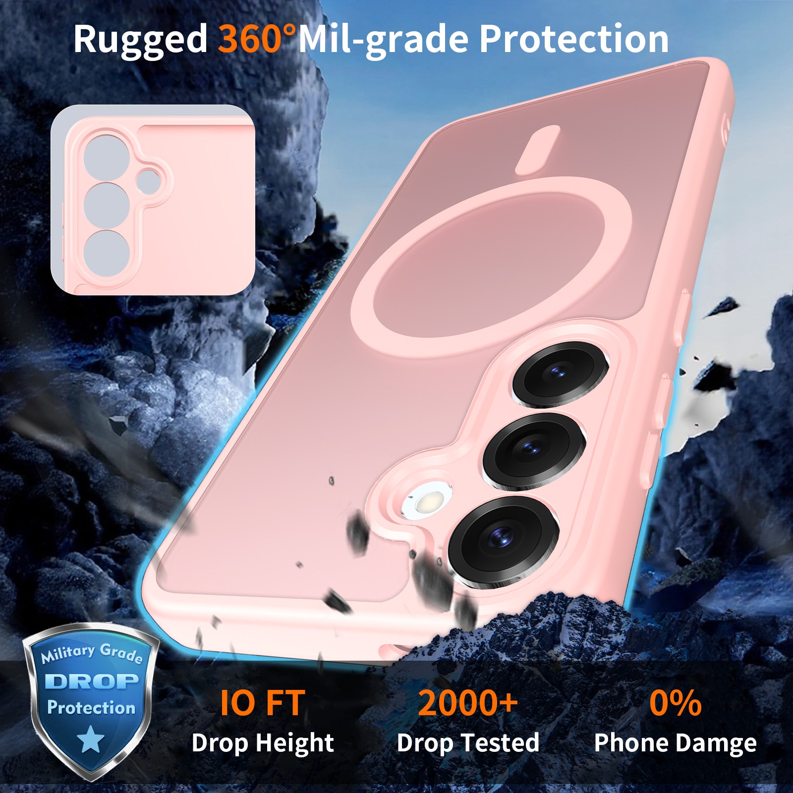 Husa de protectie pentru Samsung Galaxy S25 Plus, Omelivon, MagSafe, Protectie completa, Anti-Soc, Decupaje Precise, Incarcare Wireless, Materiale Premium, Roz deschis