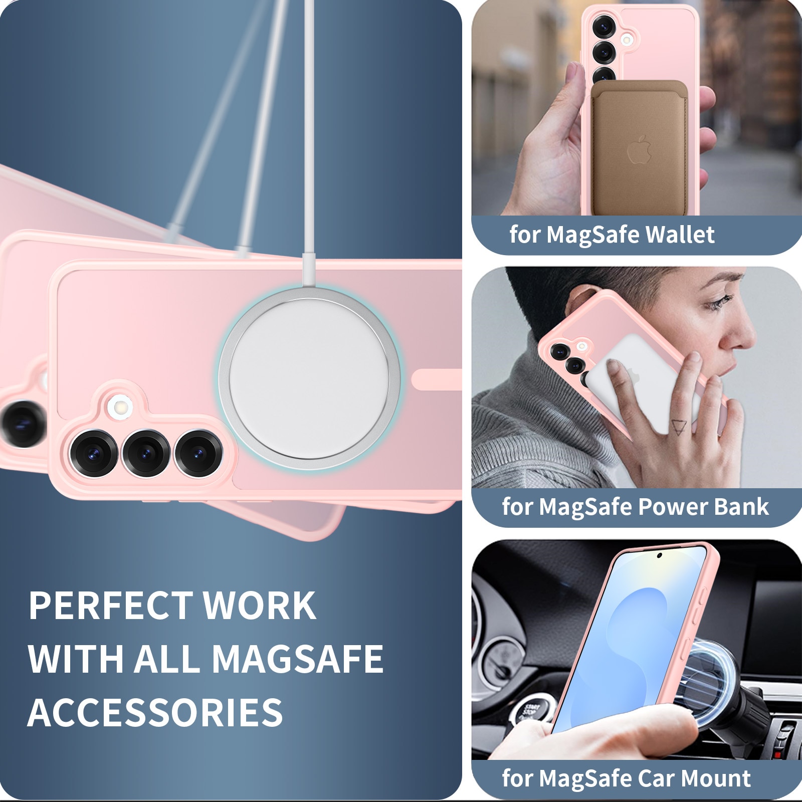 Husa de protectie pentru Samsung Galaxy S25 Plus, Omelivon, MagSafe, Protectie completa, Anti-Soc, Decupaje Precise, Incarcare Wireless, Materiale Premium, Roz deschis