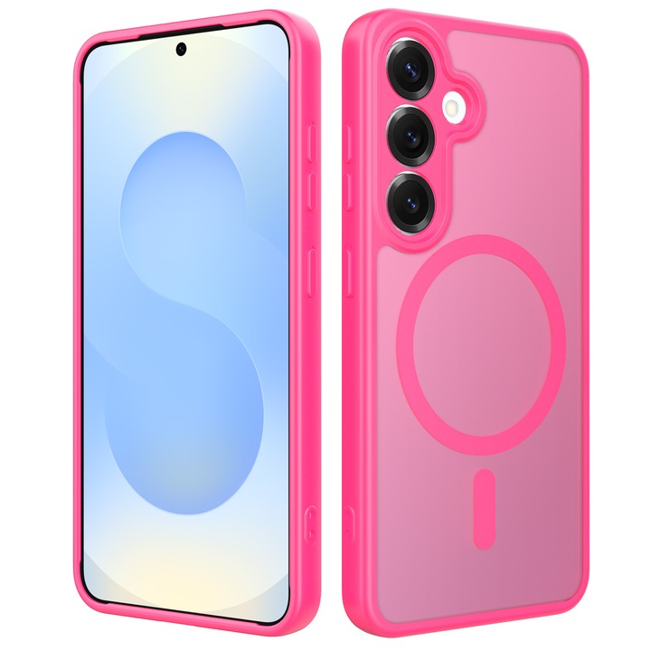 Husă de protecție, Omelivon, Samsung Galaxy S25, material TPU+PC, roz închis