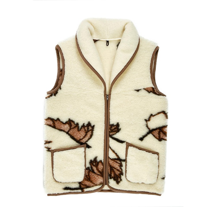 Vesta dama, Kampol, Crem, Lana, 2XL INTL