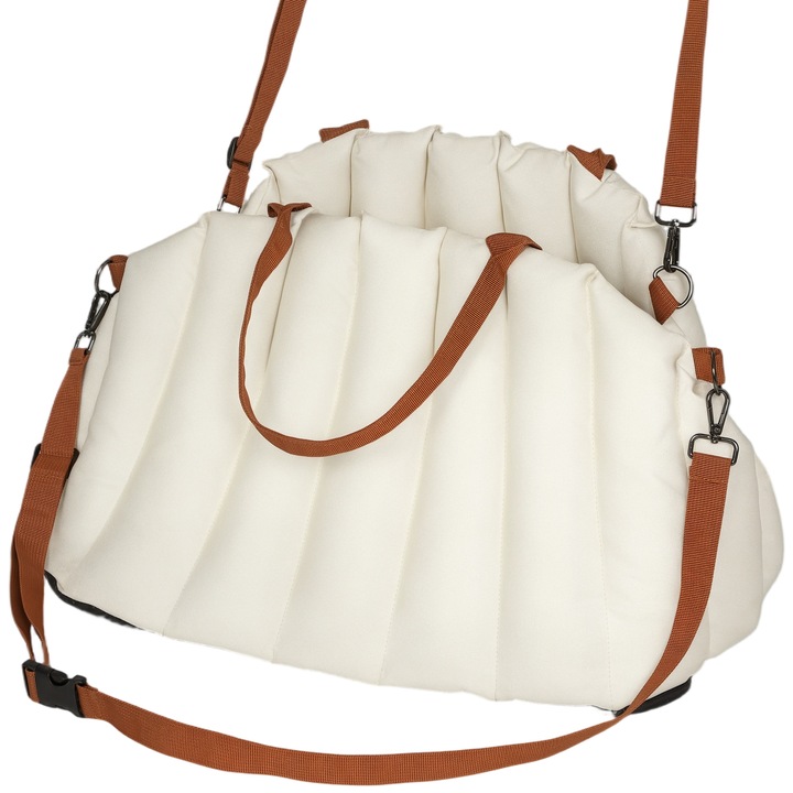 Scaun auto pentru caini PawHut, crem, 50x30x31cm, convertibil in geanta, pentru animale de companie sub 5 kg