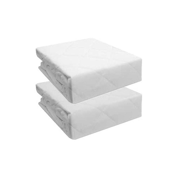 Set 2 huse de protectie saltea HOMELEVEL, impermeabila 100%, 90 x 200cm, din bumbac, lavabila la masina, Alb