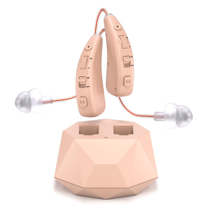 Dispozitiv de sunet JYYRC pentru seniori Dispozitiv de sunet reincarcabil pentru adulti cu anulare a zgomotului, control convenabil al volumului, design confortabil, aproape invizibil