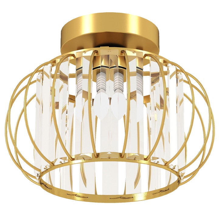 Полилей с LED HOMCOM, златист, 18 кристала, O27x19 см