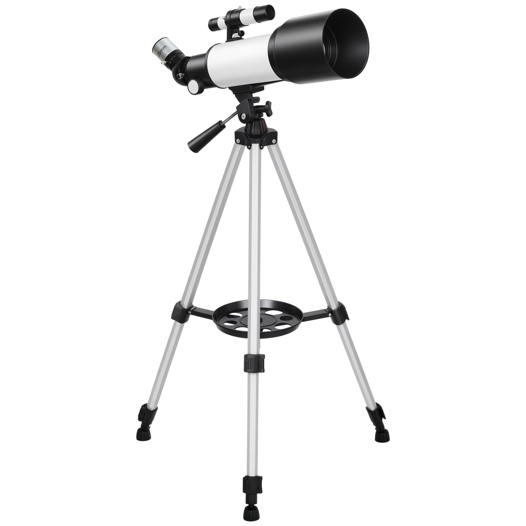 Telescop Astronomic Outsunny 70mm, 2 Lentile Oculare, Alb si Negru