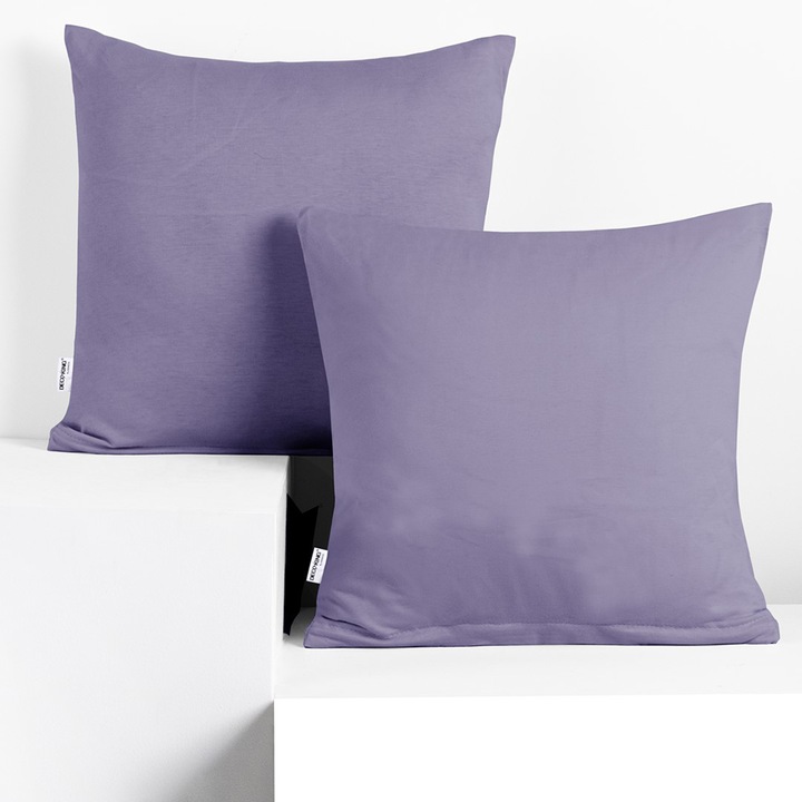 Set 2 huse perne decorative, Deco King, bumbac, 40x40 cm, lavanda