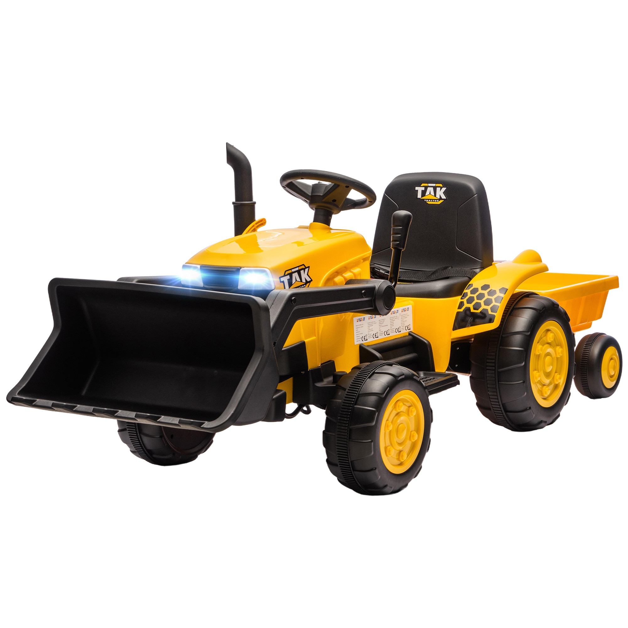 Excavator electric pentru copii AIYAPLAY 12V, telecomandă, galben