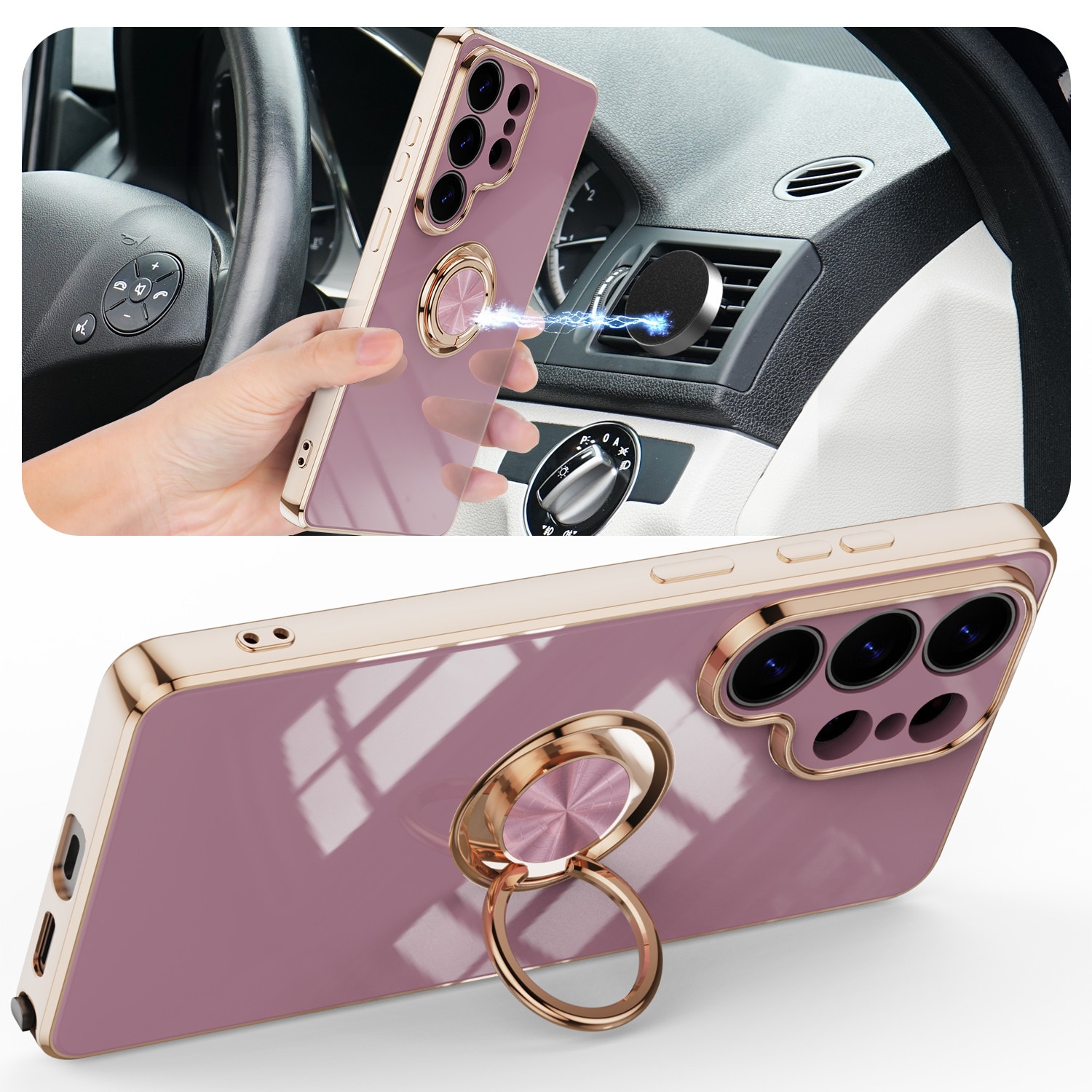 Husa de telefon mobil, rezistenta la socuri, compatibila cu Samsung Galaxy S26 Ultra, Violet