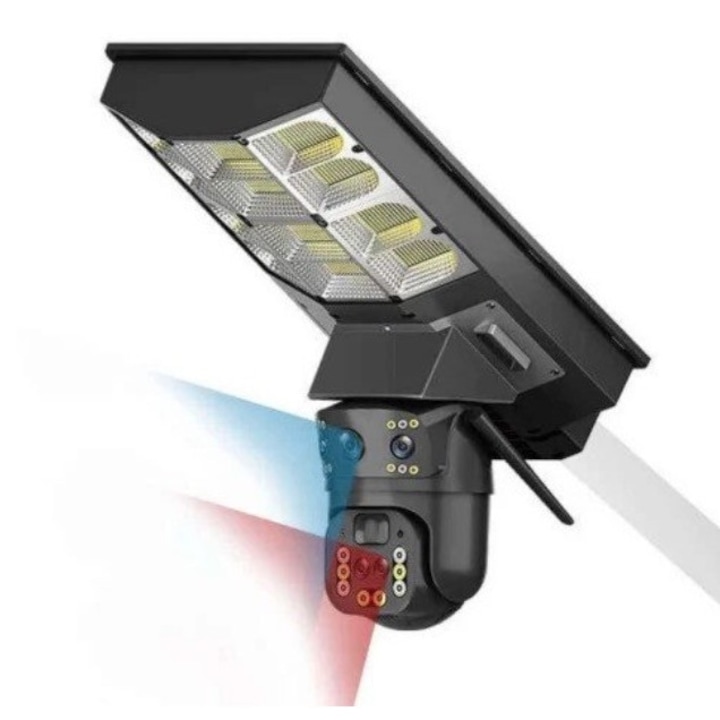 Соларна улична лампа с камера за наблюдение, Base, 4G, микрофон и високоговорител, HD, външна