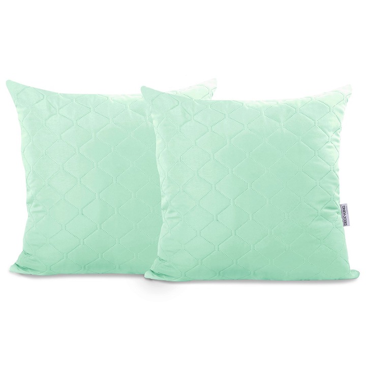 Set 2 huse perne decorative matlasate, Axel, 70 g/m2, 40 x 40cm, Verde menta