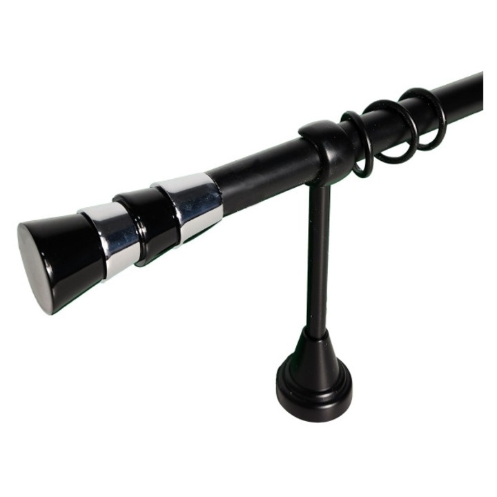 galerie metal 19 mm FRANTA simpla, negru, 240 cm, capete MARSEILLE negru