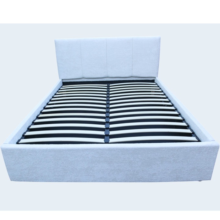 Pat tapitat Nefmob Irene, 160x200 cm, somiera cu lamele, culoare Monte Ivory Greige