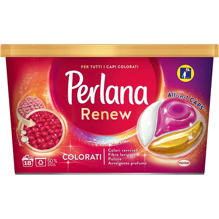 Detergent de rufe capsule Perlana Renew, colorate, 20 spălări, automat
