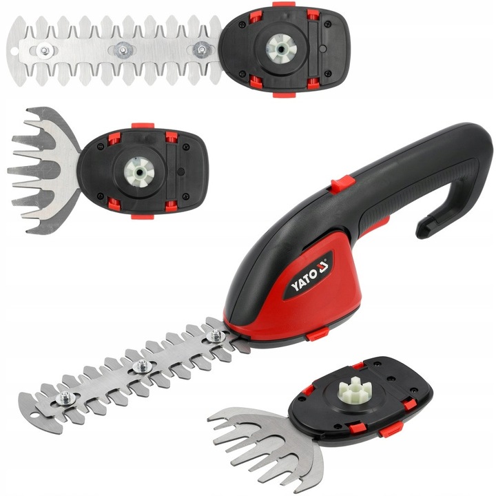 Foarfeca de gradina Yato 2 in 1, acumulator 7,2V, 2000mAh, pentru iarba si arbusti, 99mm x 150mm, greutate 0,39kg