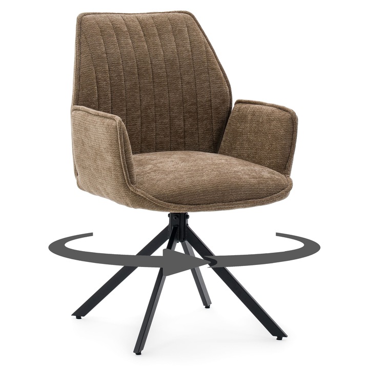 Тапициран въртящ се стол New Home, кафяв, 90x58x59см, поддържа 130кг, за всекидневна