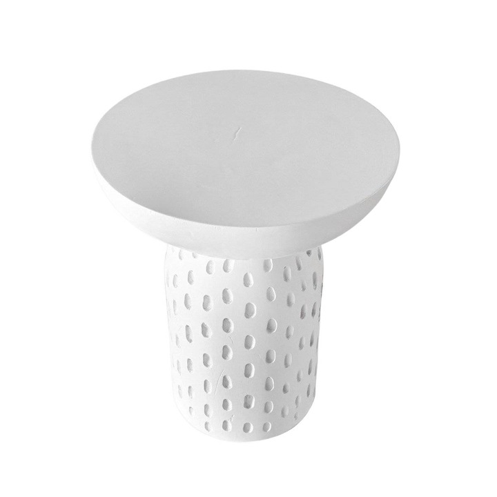 Масичка за кафе CHARME, бяло дърво, 37x37x42 см, ажурна основа, компактни размери