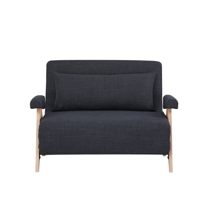 Canapea compacta Homla CALORE, functie de dormit, gri inchis, 117x90x82 cm