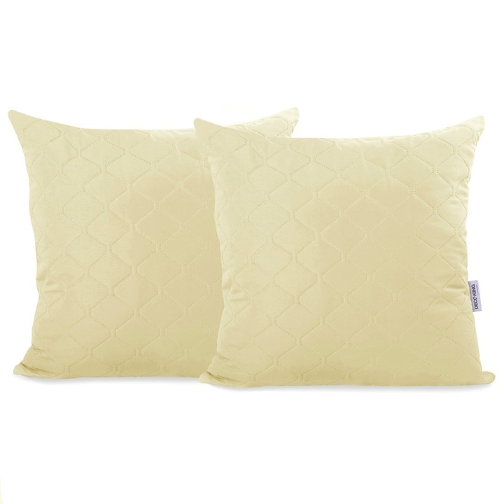 Set 2 huse perne decorative matlasate, Deco King, Axel, crem, 40x40cm