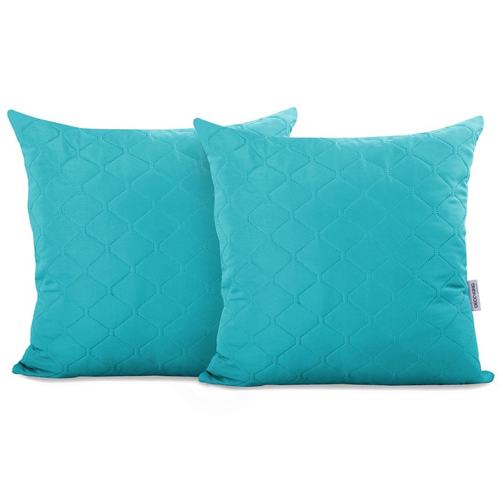 Set 2 huse perne decorative matlasate, Deco King, Axel, 70 g/m2, Albastru, 40x40cm