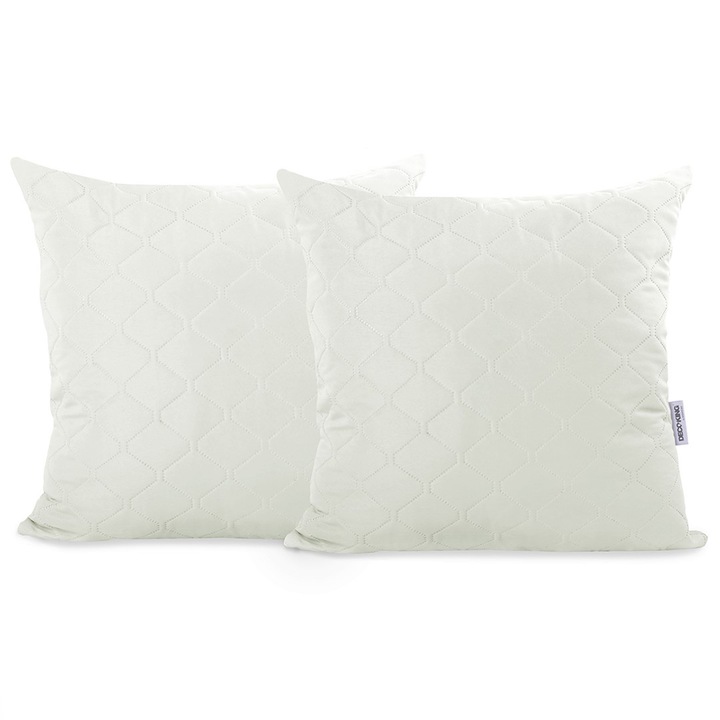 Set 2 huse perne decorative matlasate, Deco King, Axel, 70 g/m2, Alb, 40x40cm