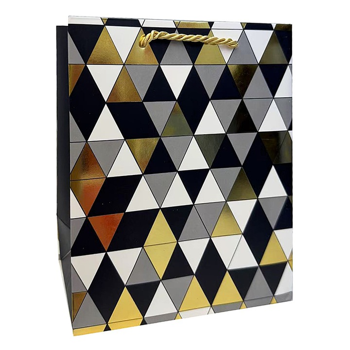 Punga cadou Negru&Auriu, dimensiune 26*32*12 cm, Model 4, set 5 bucati