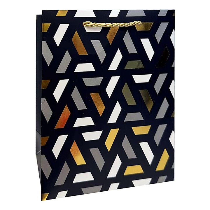 Punga cadou Negru&Auriu, dimensiune 26*32*12 cm, Model 1, set 5 bucati