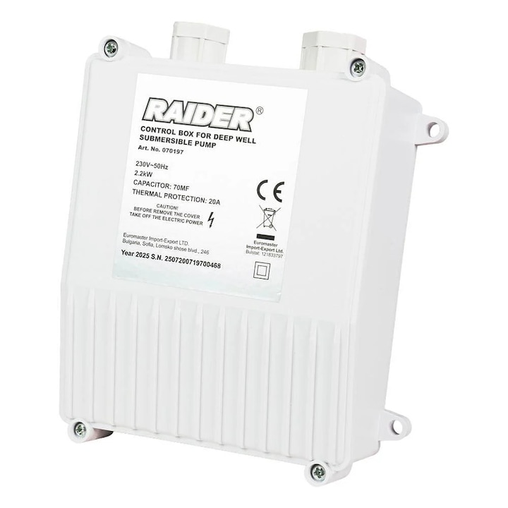 Panou de control Raider, 2.2 kW, pentru pompe de adâncime, 20A, cablu 1m