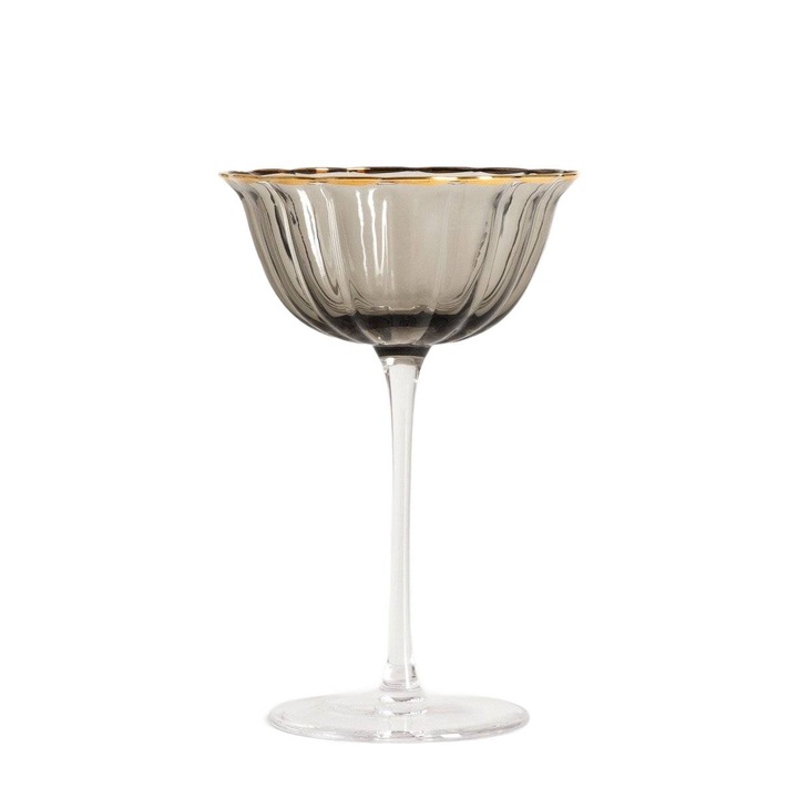 Pahar koktajl SCURO, negru cu rant auriu, 0,2 l