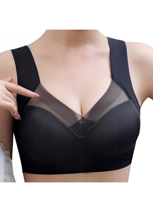 Sutien Sportiv, SNM, Fara Cusaturi, Banda Elastica, Finisaj Moale, Fabricatdwqf Din Material Respirabil, Lungime 29, Sub Bust 65 70, In Bust 72 76, Negru, Negru