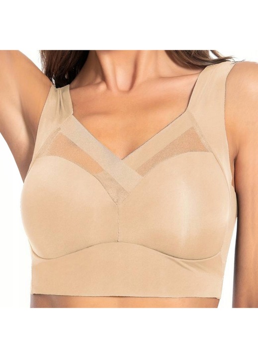 Sutien Sportiv, SNM, Sutien Cu Sutien Cu Sportiv, Cupe Detasabile Cu Executie Fara Cusaturi, Sub Bust x Bust 72 x Lungime, Bej, Bej