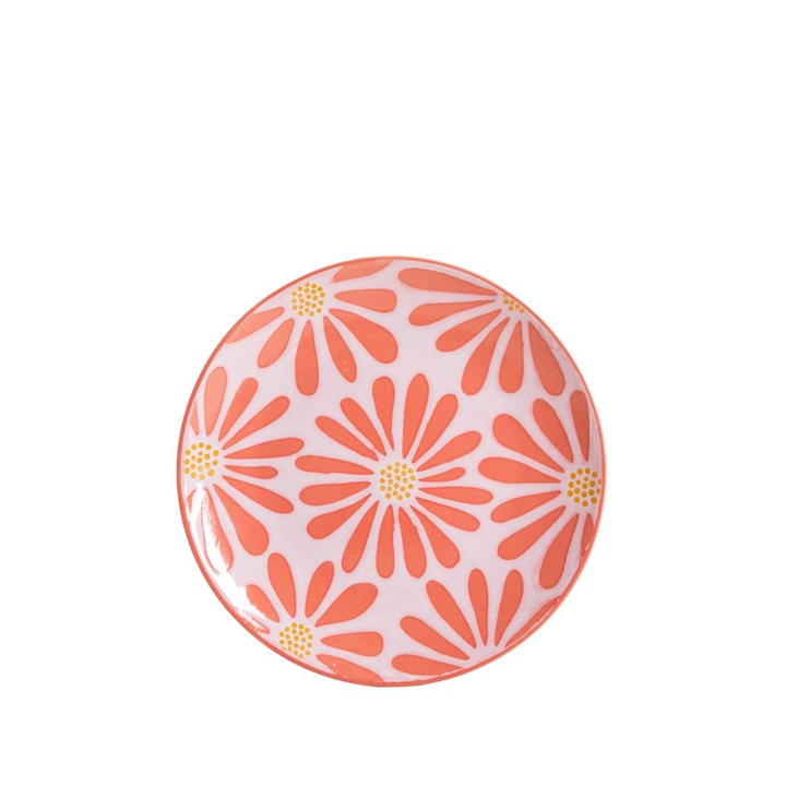 Tányér, virágos, 22 cm, kerámia, desszertekhez, Homla