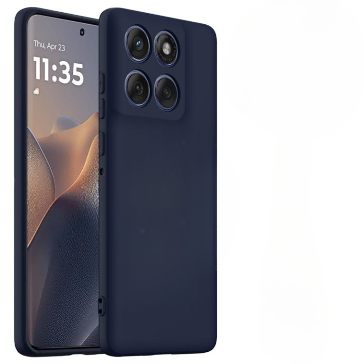Husa pentru Motorola Edge 60 Pro, Silicon Premium Catifelat, Protectie Camere, Albastru Inchis