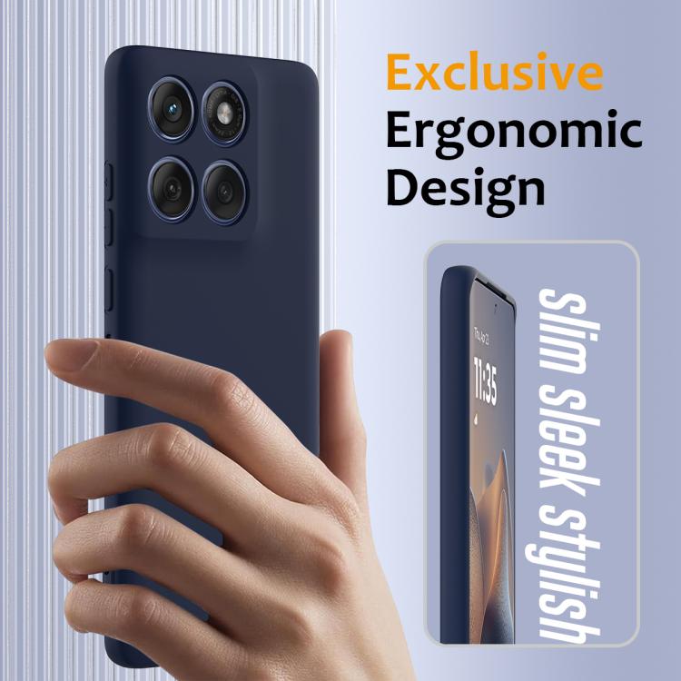 Husa pentru Motorola Edge 60 Pro, Silicon Premium Catifelat, Protectie Camere, Albastru Inchis