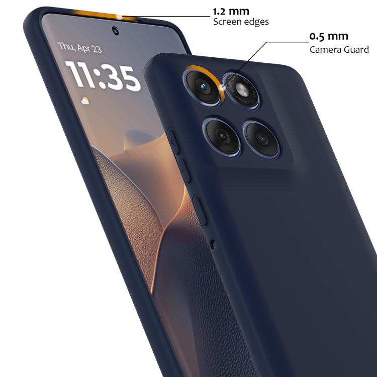 Husa pentru Motorola Edge 60 Pro, Silicon Premium Catifelat, Protectie Camere, Albastru Inchis