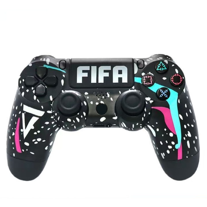 Gamepad wireless p4 controler maner Bluetooth 5.2 gamepad cu vibratii compatibil Playstation 4 tema FIFA fotbal negru