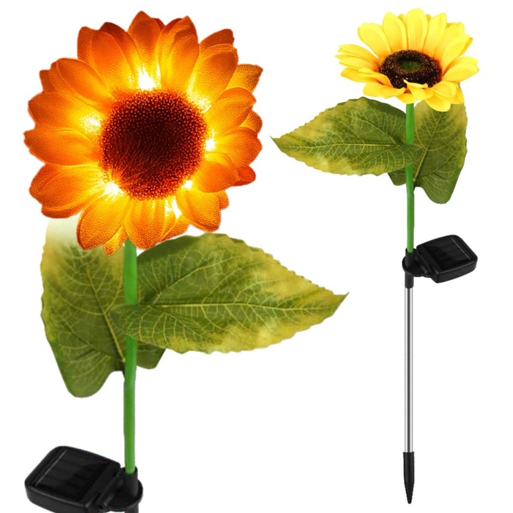 Соларна градинска лампа Meven жълто цвете LED със сензор 73см IP44