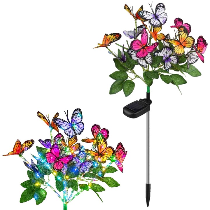 Lampa solara LED cu senzor de lumina, Meven, 40 LED-uri, multicolor, 74cm