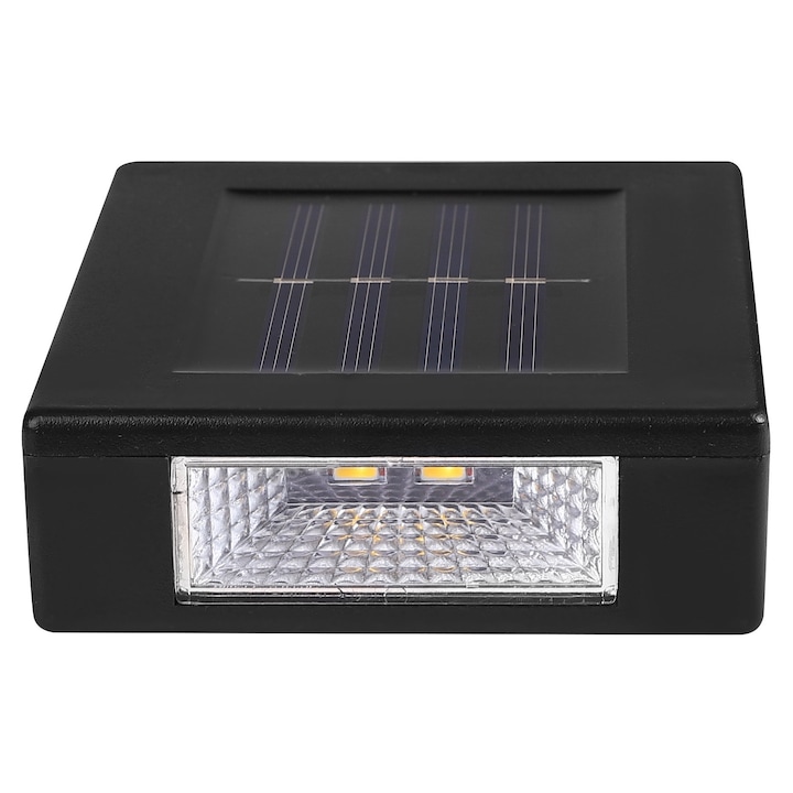 Слънчева стенна лампа Meven със сензор за здрач, 4 LED, 600 mAh, черна, 8.2x2.6x10.7 см