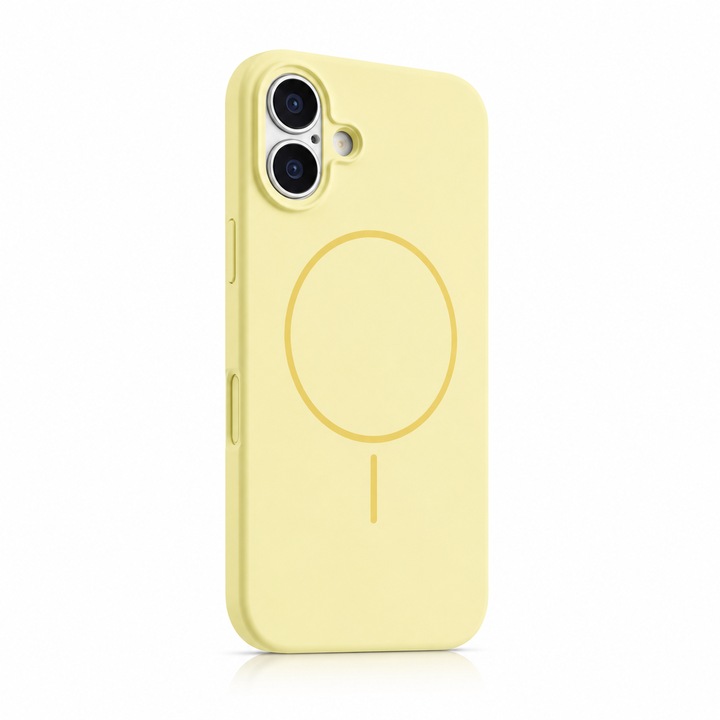 Husa de protectie, pentru Apple iPhone 17, Silicone Case, MagSafe, Calitate Premium, Interior din microfibra, Galben