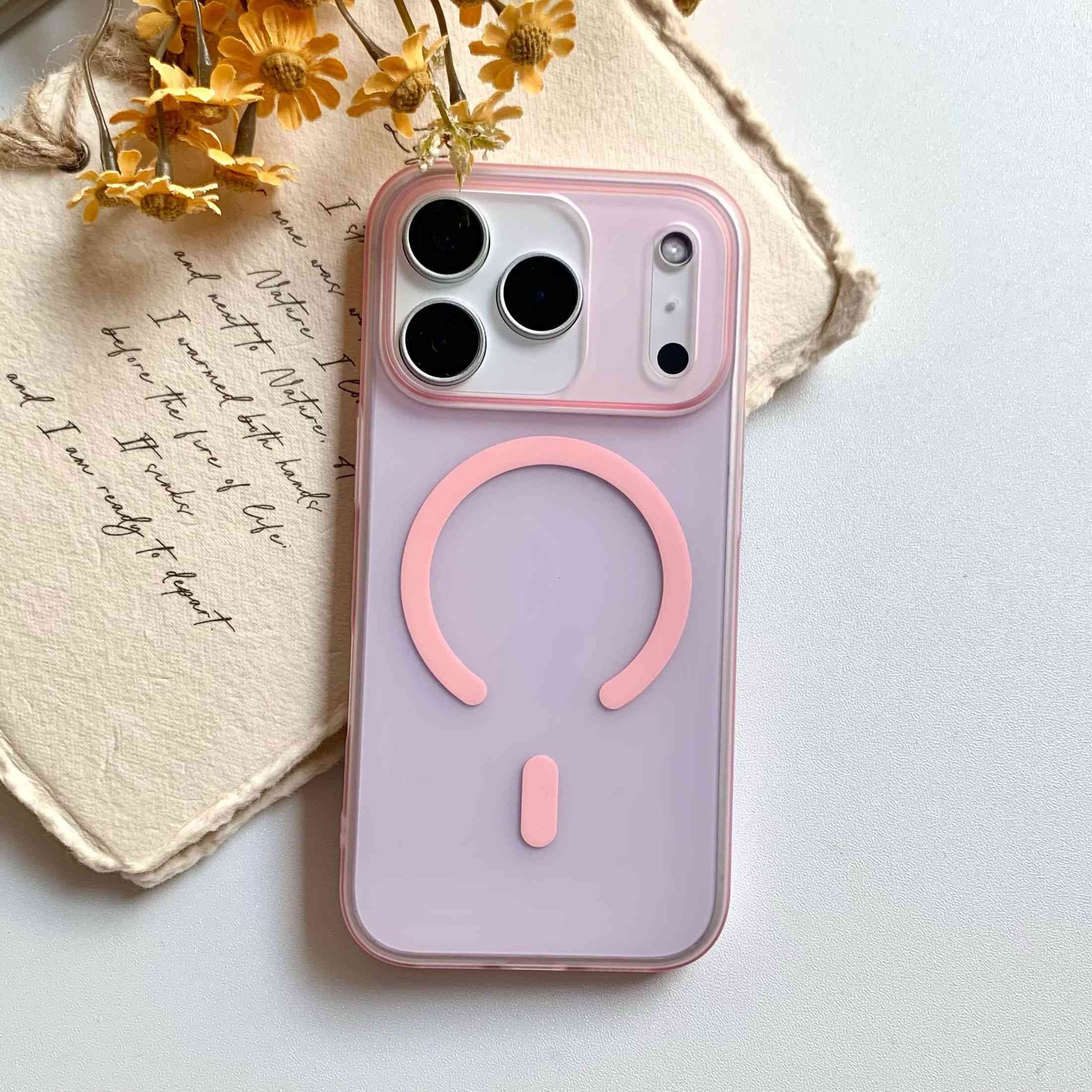 Husa pentru iPhone 17 Pro Max, MagSafe, Ultra Slim, Transparenta Mata, Anti-Amprenta, Protectie Camera, Roz mat